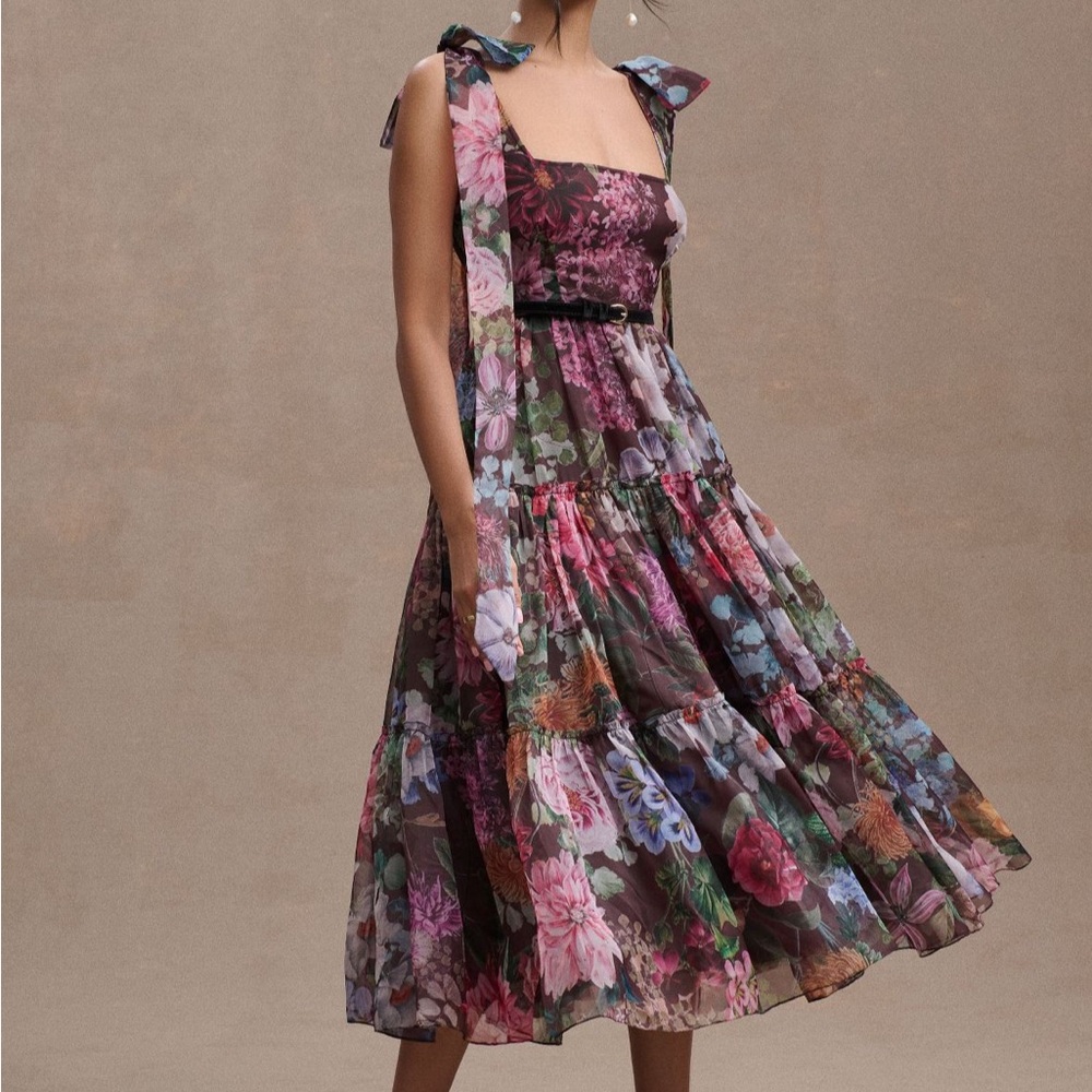 Geisha Designs/BHLDN Isabella Tiered Square Neck A-Line Midi Dress